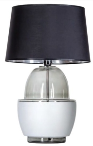 Lampa stołowa z dymno srebrną podstawą i czarno srebrnym abażurem 4Concepts L248111261 Ariel E27 63cm x 40cm