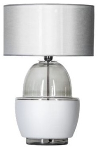 Lampa stołowa dymno biała szklana podstawa i srebrny abażur 4Concepts L248111425 Ariel E27 63cm x 40cm