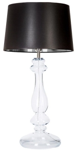Lampa nocna stołowa z szklaną podstawą i czarno srebrnym abażurem 4Concepts L204061261 Versailles E27 79cm x 40cm