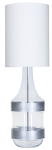 Lampa stołowa szklana podstawa z srebrnymi pasami i białym abażurem 4Concepts L223281302 Biaritz E27 103cm x 35cm