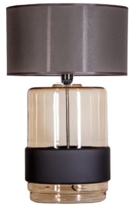 Lampa stołowa dymna szklana podstawa z czarnym pasem i brązowym abażurem 4Concepts L250110427 Umbriel E27 65cm x 40cm