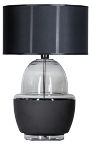 Lampa nocna szklana podstawa czarny pas i czarny abażur 4Concepts L248112426 Ariel E27 63cm x 40cm