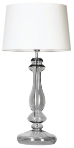 Lampa stołowa szklana transparentna podstawa z białym abażurem 4Concepts L204361228 Versailles E27 79cm x 40cm