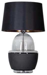 Lampa stołowa szklana podstawa z czarnym pasem i czarno miedzianym abażurem 4Concepts L248112250 Ariel E27 63cm x 40cm