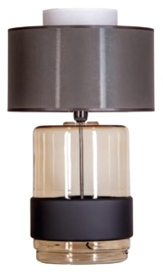 Lampa nocna szklana dymna podstawa biały pas i brązowy abażur 4Concepts L250110420 Umbriel E27 65cm x 40cm