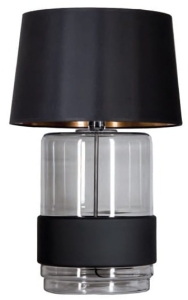 Lampa stołowa szklana podstawa z czarnym pasem i czarno miedzianym abażurem 4Concepts L250112250 Umbriel E27 65cm x 40cm