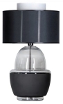 Lampa nocna szklana dymna podstawa z czarnym pasem i czarno białym abażurem 4Concepts L248112422 Umbriel E27 64cm x 40cm