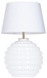Lampa nocna biała szklana podstawa z złotym i biały abażur 4Concepts L215922230 Saint Tropez E27 73cm x 45cm