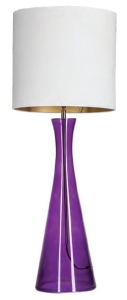 Lampa stołowa fioletowa szklana podstawa i biało złoty abażur 4Concepts L236311405 Chianti E27 100cm x 36cm