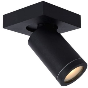 Mały czarny wodoszczelny reflektor łazienkowy Lucide 9930/05/30 Taylor GU10 IP44