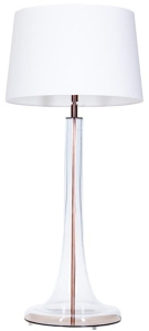 Lampa stołowa transparentna szklana podstawa i biały abażur 4Concepts L214018230 Lozanna E27 94cm x 45cm