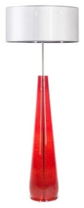 Lampa podłogowa czerwona szklana podstawa i srebrny welurowy abażur 4Concepts L233311331 Berlin E27 156cm x 50cm