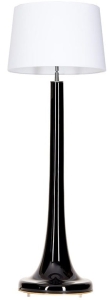 Lampa czarna podłogowa szklana podstawa i biały abażur 4Concepts L213222259 Zurich E27 165cm x 50cm