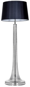 Lampa stojąca podłogowa dymna szklana podstawa i czarno biały abażur 4Concepts L213282258 Zurich E27 165cm x 50cm