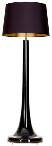 Lampa szklana podłogowa czarna podstawa i czarno złoty abażur 4Concepts L213222257 Zurich Black E27 165cm x 50cm