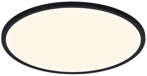 Czarna okrągła lampa sufitowa płaski plafon Nordlux 2210666103 Oja LED 24W 3000K/4000K IP54 42,4cm ściemnialna