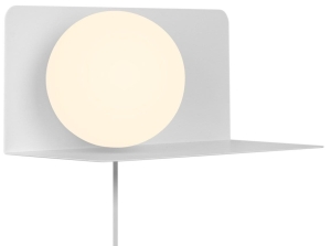 Biała lampa ścienna z półką i szklana kula Nordlux 2312931018 Lilibeth E14