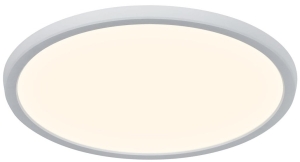 Biała okrągła lampa sufitowa płaski plafon Nordlux 2210656101 Oja LED 17W 3000K/4000K IP54 29,4cm ściemnialny