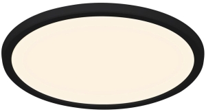 Czarna okrągła lampa sufitowa płaski plafon Nordlux 2210656103 Oja LED 17W 3000K/4000K IP54 29,4cm ściemnialny