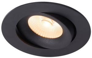 Czarna okrągła ruchoma lampa podtynkowa Nordlux 2310320003 Aliki LED 8W 2700K IP44 9,6cm x 4,5cm ściemnialna