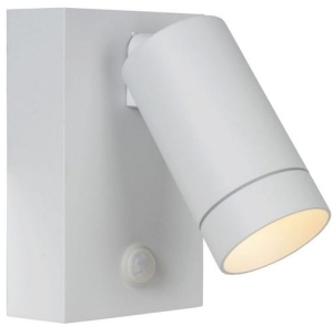 Biała lampa zewnętrzna spot z czujnikiem ruchu i regulacją Lucide 9831/01/31 Taylor GU10 IP54