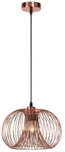 Miedziana lampa wisząca z okrągłym kloszem w formie metalowej klatki Lucide 02400/30/17 Vinti E27 30cm