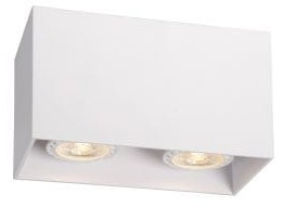 Biała lampa sufitowa box na dwie żarówki GU10 Lucide 09101/02/31 Bodi