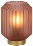 Lampa stołowa z różowym ryflowanym kloszem i złotą podstawą Lucide 45595/01/66 Sueno E14