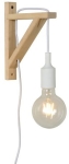 Kinkiet skandynawski drewno i biały przewód z włącznikiem Lucide 08208/01/31 Fix E27