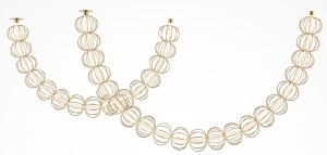 Lampa wisząca podwójny ledowy łańcuch i złote metalowe klosze Maytoni MOD216PL-L42G3K Golden Cage 117W 3000K 140cm