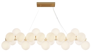 Lampa Wisząca Podłużna Szklane Klosze Maytoni MOD547PL-25BS Dallas 25xG9 123cm x 133cm złoty