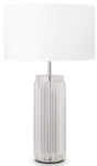 Chromowana szklana lampa stołowa z białym abażurem Maytoni MOD304TL-01CH Muse E27 52cm x 32cm