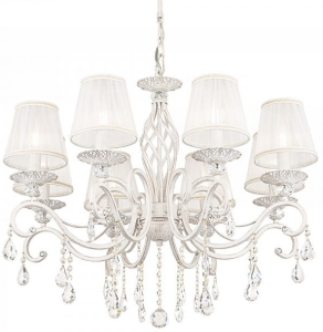 Lampa Wisząca Żyrandol Tkanina Kryształy Maytoni ARM247-08-G Grace 8xE14 72cm x 130cm biały