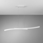Biała podłużna lampa wisząca z dwoma wygiętymi listwami Vivida International 0097.30.BI WN Hyperbola LED 30W 3000K-4000K 120cm