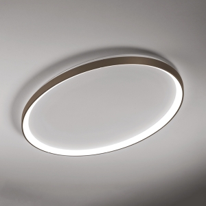 W kolorze brązu okrągły płaski ściemnialny plafon sufitowy Vivida International 0095.22.BZ DIM WN Lifering-O LED 80W 3000K 120cm