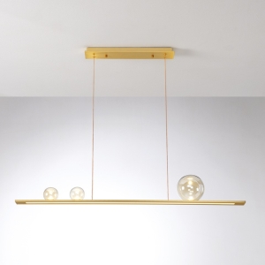 Złota lampa wisząca listwa z bursztynowymi kloszami Vivida International 0102.30.OS Moonlight LED 36W 3000K 120cm