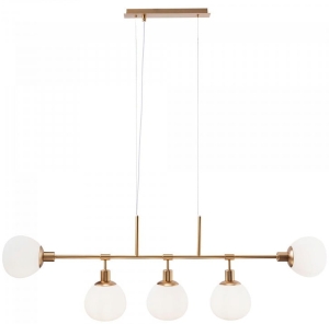 Lampa Wisząca Podłużna Kule Szklane Maytoni MOD221-PL-05-G Erich 5xE14 120cm x 45cm miedziany