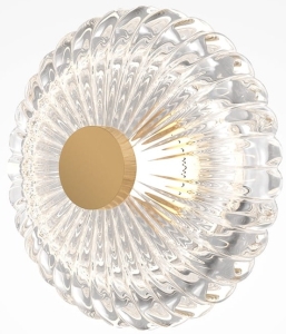 Złoty okrągły kinkiet z akrylowym kloszem Maytoni MOD555WL-L4G3K Amulet LED 8W 3000K 35cm