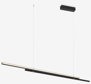 Podłużna czarna lampa wisząca dwie ledowe listwy Maytoni MOD005PL-L48BK Halo 48W 3000K 150cm ściemnialna