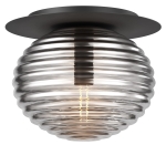 Nowoczesny czarny plafon z dymnym kloszem ulem Maytoni MOD268CL-01B Reels E27 35cm