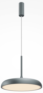Szara okrągła lampa wisząca ledowa z spłaszczonym kloszem Maytoni MOD189PL-L18GR3K1 Gerhard LED 26W 3000K 40cm