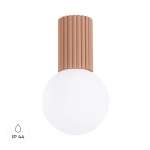 Lampa sufitowa biała kula na karbowanej tulejce w kolorze mocca do łazienki Sollux Lighting SL.1733 Halo G9 IP44