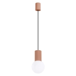 Lampa wisząca biała kula na karbowanej tulejce w kolorze mocca Sollux Lighting SL.1734 Halo G9