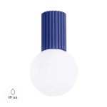 Lampa sufitowa biała kula na karbowanej tulejce w kolorze ultramaryna do łazienki Sollux Lighting SL.1738 Halo G9 IP44