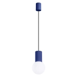 Lampa wisząca biała kula na karbowanej tulejce w kolorze ultramaryna Sollux Lighting SL.1739 Halo G9