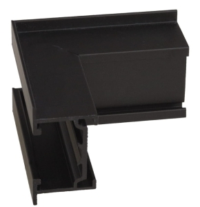 Czarny metalowy łącznik kątowy do uskoku na suficie do szyn magnetycznych podtynkowych na sprężynki Micro11 Max Light NT0015