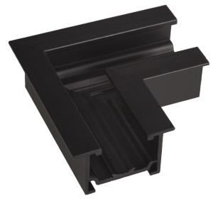 Czarny metalowy łącznik poziomy L do szyn magnetycznych podtynkowych na sprężynki Micro11 Max Light NT0013