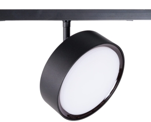 Czarna okrągła lampa z mlecznym kloszem do światła ogólnego do szyn magnetycznych Micro11 Max Light N0011N 12W 3000K 9,8cm