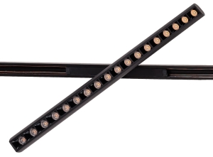 Czarna podłużna lampa obrotowa z diodami do światła punktowego do szyn magnetycznych Micro11 Max Light N0004N 18W 3000K 34,5cm
