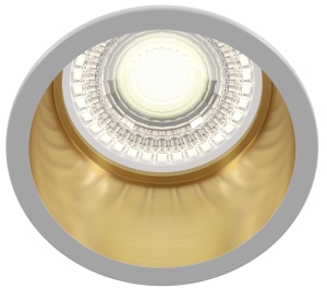 Lampa podtynkowa Oczko spot Maytoni DL049-01WG Reif GU10 6,8cm IP20 biały złoty bez regulacji z ramką